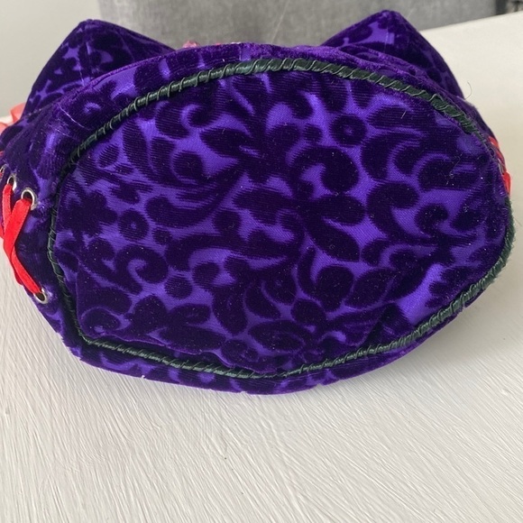 Red Hat Society Hatter Bodice Corset Whimsigoth Purple Red Velvet Mini Party Bag - Picture 9 of 16